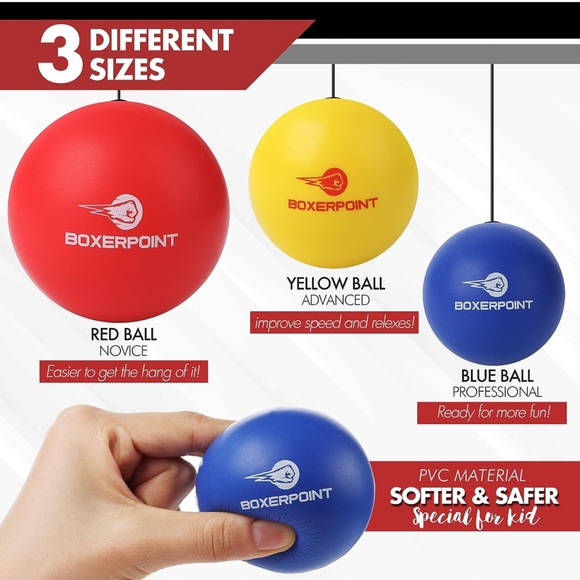 BOXERPOINT Reflex & React 3 Pack Boxing Ball Kit for Kids - Picture 4 of 5